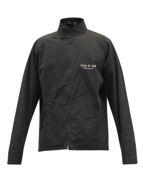 Mens Rtw Fear Of God - Logo-flocked Cotton-canvas Jacket - Mens - Black