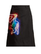 Prada Neon Monkey-print A-line Skirt
