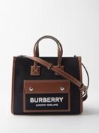 Burberry - Freya Mini Canvas Leather-trim Tote Bag - Womens - Black Tan