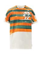 Matchesfashion.com Marni - Floral-logo And Stripe Print Cotton-jersey T-shirt - Mens - Green Multi