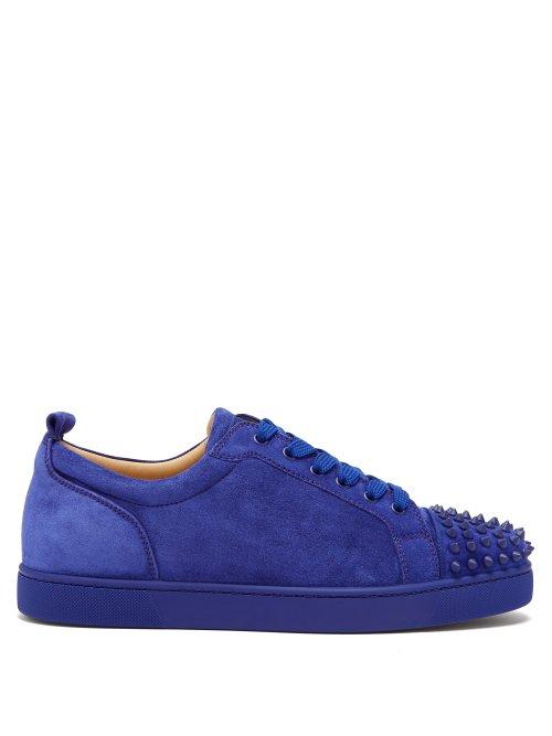 Matchesfashion.com Christian Louboutin - Louis Junior Spike Suede Sneakers - Mens - Blue