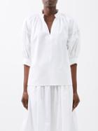 Co - Balloon-sleeved Cotton Blouse - Womens - White