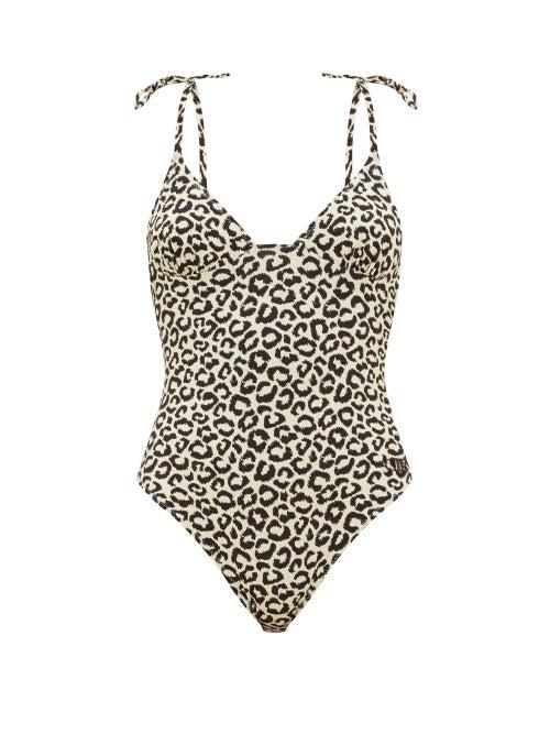 Matchesfashion.com Solid & Striped - Olympia Leopard-print Tie-strap Swimsuit - Womens - Leopard