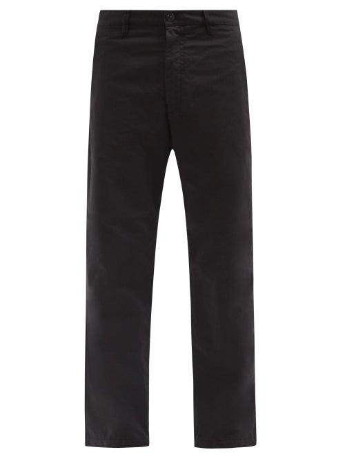 Matchesfashion.com Stone Island - Logo-patch Cotton-blend Straight-leg Trousers - Mens - Black