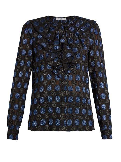 Sonia Rykiel Polka-dot Fil Coup Silk-blend Blouse