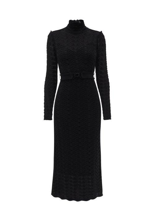 Zimmermann - Concert Crochet-knitted Cotton Midi Dress - Womens - Black
