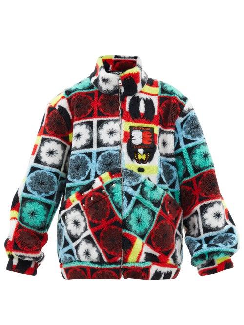 Chopova Lowena - Petzi High-neck Floral-jacquard Fleece Jacket - Womens - Blue Multi