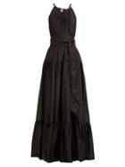 Matchesfashion.com Kalita - Genevieve Belted Silk Habotai Maxi Dress - Womens - Black