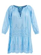 Melissa Odabash - Ashley Gathered Broderie-anglaise Cotton Dress - Womens - Blue