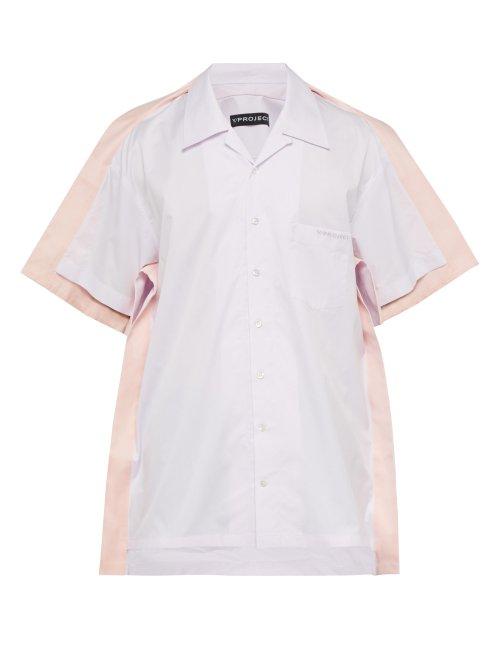 Matchesfashion.com Y/project - Peach Trimmed Cotton Poplin Bowling Shirt - Mens - Light Pink