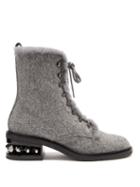 Matchesfashion.com Nicholas Kirkwood - Suzi Stud Embellished Combat Boots - Womens - Grey