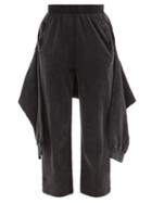Matchesfashion.com Balenciaga - Knotted Cotton-jersey Cropped-leg Track Pants - Womens - Black