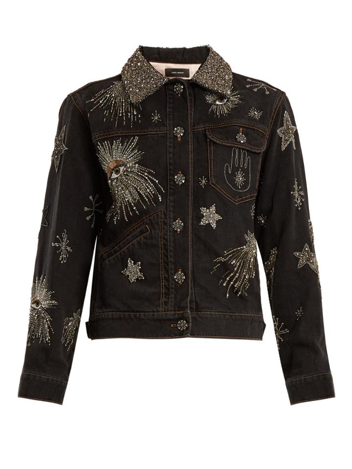 Isabel Marant Eloise Crystal-embellished Denim Jacket