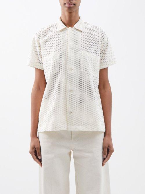 Bode - Sheer Brick Lace Cotton Shirt - Womens - Natural