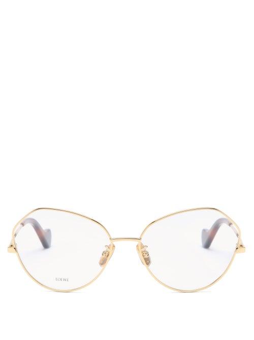 Matchesfashion.com Loewe - Round Metal Glasses - Womens - Gold