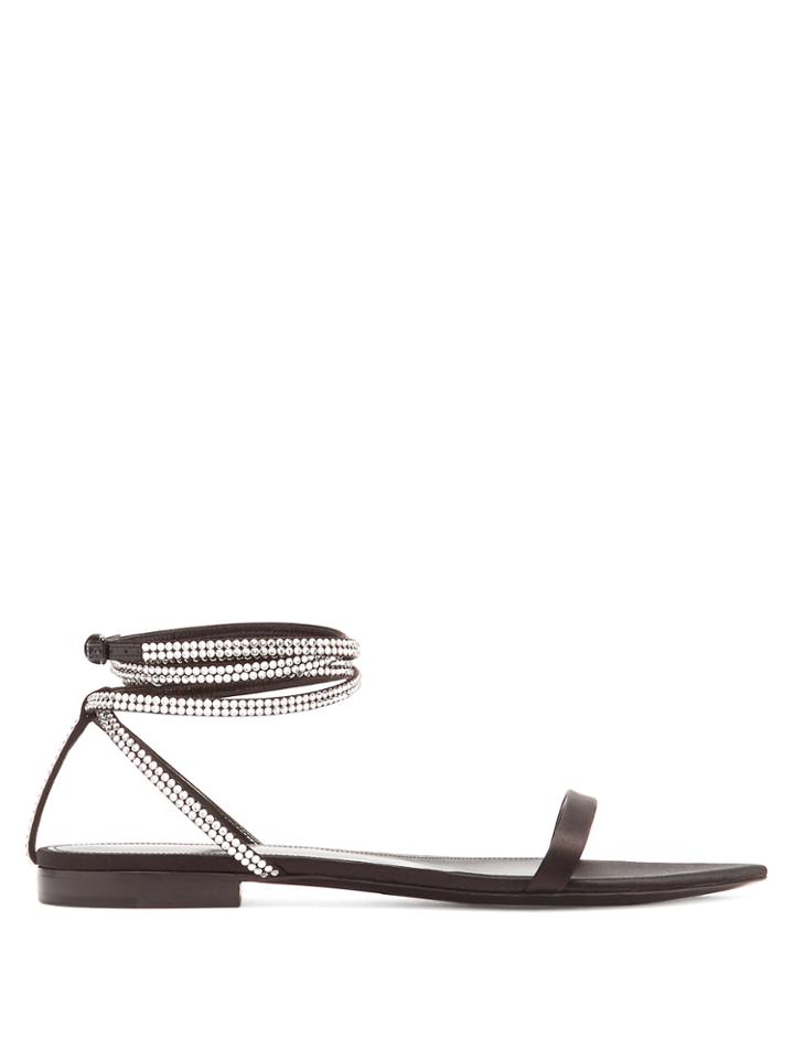 Saint Laurent Tower Crystal-embellished Satin Sandals