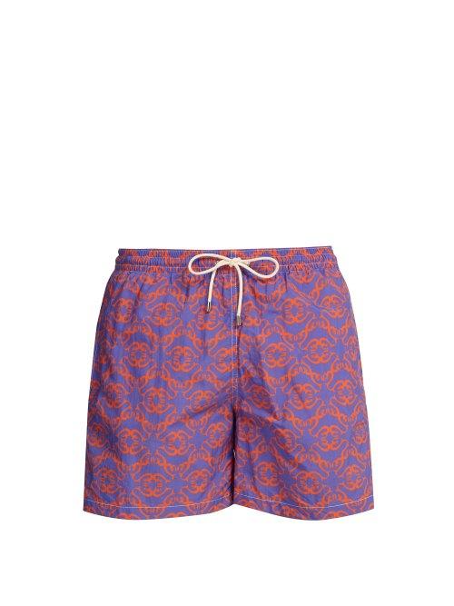 Matchesfashion.com Le Sirenuse, Positano - Maze Patterned Swim Shorts - Mens - Purple Multi