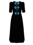 Matchesfashion.com Gucci - Bow Embellished Velvet Midi Dress - Womens - Black Blue