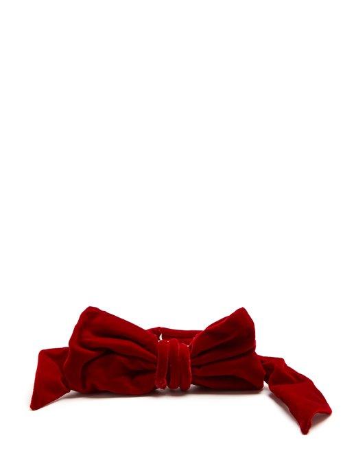 Matchesfashion.com Maison Margiela - Bow Embellished Velvet Belt - Womens - Red