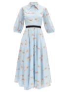 Matchesfashion.com Emilia Wickstead - Helen Floral-print Cotton Midi Shirt Dress - Womens - Blue Print
