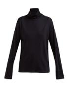 Matchesfashion.com The Row - Erita High Neck Cashmere Blend Sweater - Womens - Navy