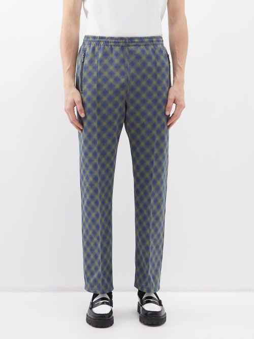 Needles - Check-jacquard Track Pants - Mens - Blue/green