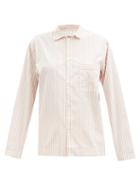 Tekla - Striped Organic-cotton Pyjama Shirt - Womens - White Pink