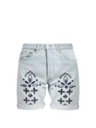 Bliss And Mischief Eyelet Bandana Denim Shorts