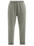 Les Tien - Raw-hem Brushed-back Cotton Track Pants - Womens - Mid Grey