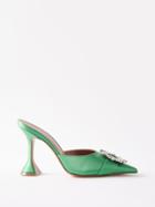 Amina Muaddi - Begum 95 Crystal-embellished Silk-satin Pumps - Womens - Green