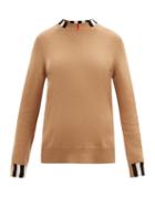 Matchesfashion.com Burberry - Icon-stripe Cashmere Sweater - Womens - Beige