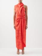 Johanna Ortiz - Red Sea Floral-jacquard Maxi Dress - Womens - Mid Red