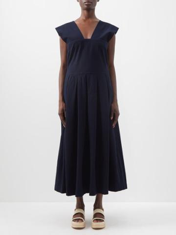 Les Vacances D'irina - Sarafan Cotton-jersey Midi Dress - Womens - Navy