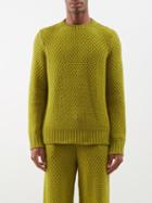The Elder Statesman - Honeycomb-knitted Cashmere Sweater - Mens - Green