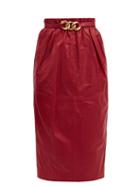 Matchesfashion.com No. 21 - Belted High-rise Leather Pencil Skirt - Womens - Red