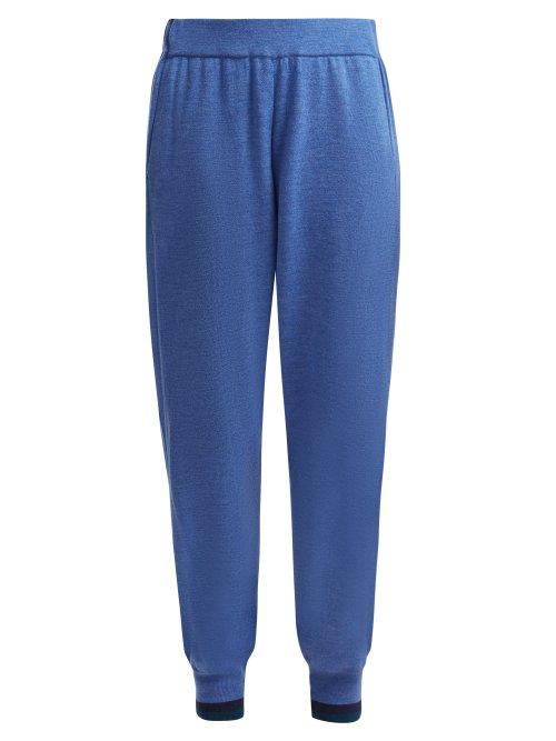 Matchesfashion.com Lndr - Chalet Striped Cuff Knitted Track Pants - Womens - Blue