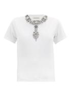Matchesfashion.com Christopher Kane - Crystal-embellished Cotton T-shirt - Womens - White