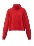 Matchesfashion.com Khaite - Denney High-neck Ribbed-cashmere Sweater - Womens - Red