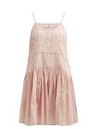 Matchesfashion.com Isabel Marant Toile - Amelie Lace Trimmed Gathered Cotton Slip Dress - Womens - Light Pink