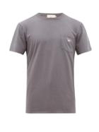 Matchesfashion.com Maison Kitsun - Fox Appliqu Cotton T Shirt - Mens - Dark Grey