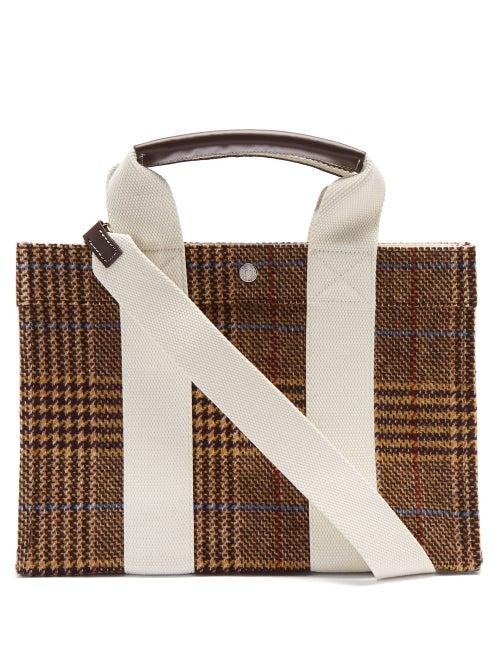 Rue De Verneuil - Tote M Prince Of Wales-check Tweed Tote Bag - Womens - Beige Multi