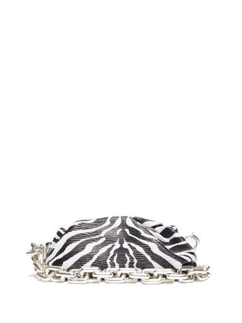 Matchesfashion.com Bottega Veneta - The Pouch Zebra-print Leather Shoulder Bag - Womens - Black White