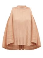 Matchesfashion.com Pleats Please Issey Miyake - Pleated Trapeze Cut Tie Neck Top - Womens - Beige