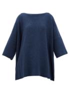 Eskandar - Scoop-neck Cotton Sweater - Womens - Dark Blue