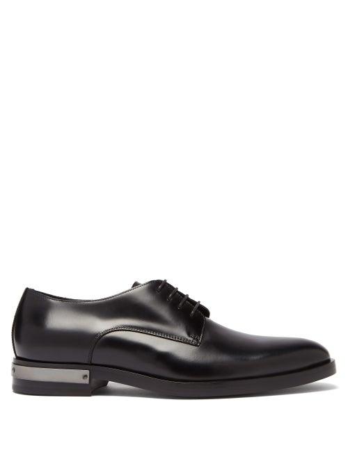 Matchesfashion.com Balmain - Metal-plaque Leather Derby Shoes - Mens - Black