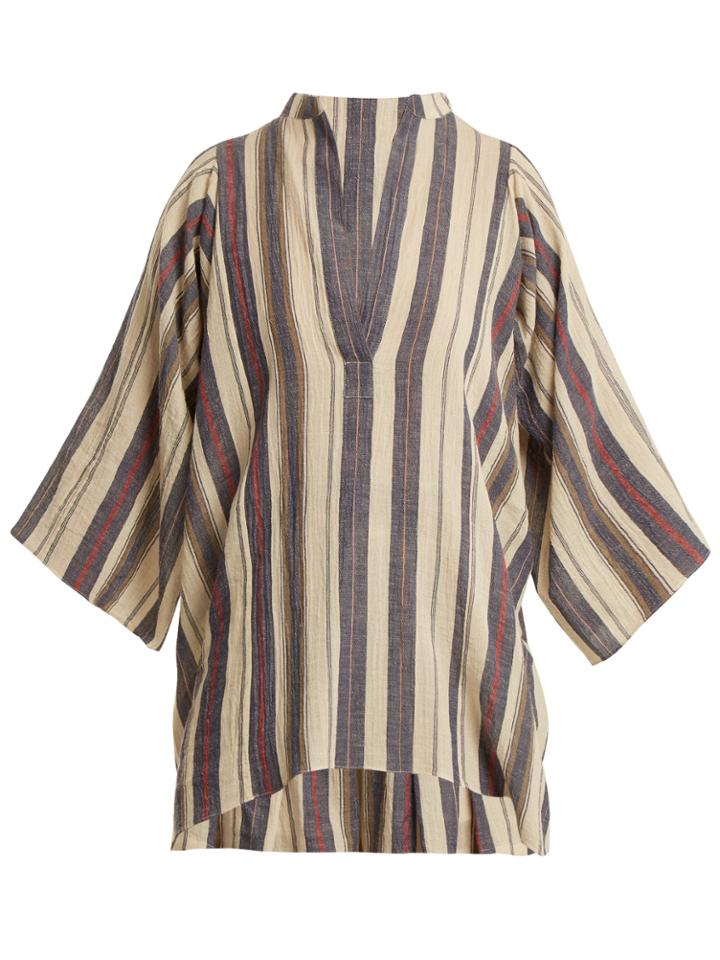 Three Graces London Temple Striped Cotton-blend Top