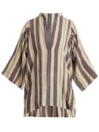 Three Graces London Temple Striped Cotton-blend Top