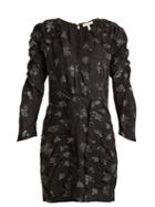 Matchesfashion.com Rebecca Taylor - V Neck Ruffle Silk Dress - Womens - Black Silver