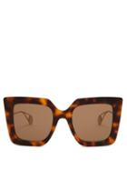 Matchesfashion.com Gucci - Oversized Square Frame Acetate Sunglasses - Womens - Tortoiseshell