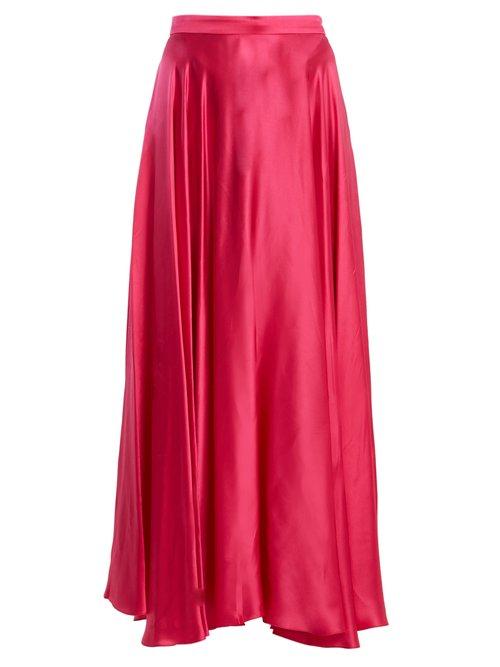 Matchesfashion.com Gucci - High Rise Crinkled Silk Blend Skirt - Womens - Pink